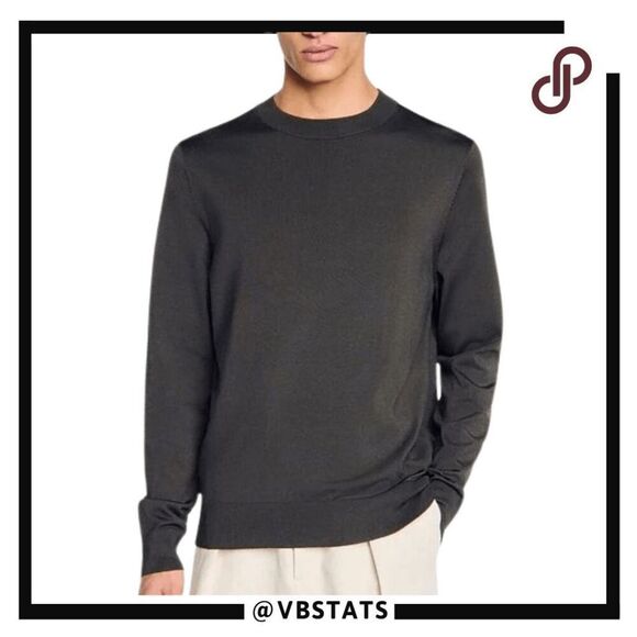 Sandro Men's Fine Knit Wool Blend Crewneck Pullover Sweater Black Medium - Picture 1 of 11